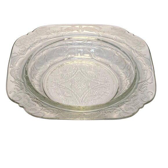 Vintage Federal Depression Glass Clear Madrid Square Soup Bowl 1930's 7 inches - Picture 1 of 11